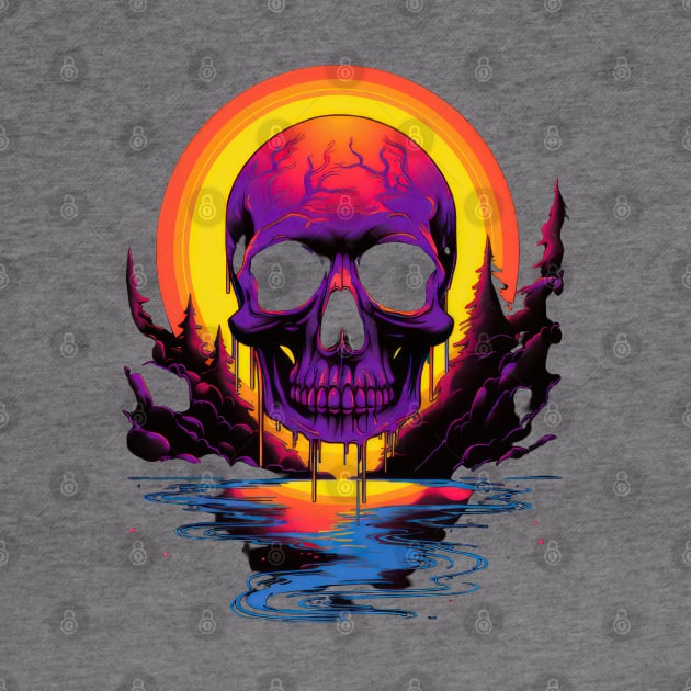 Purple Skull Sunset by TooplesArt